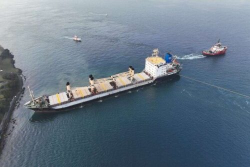 File Photo: Palau Flagged Bulker Mkk1, Carrying Grain Under Un’s Black Sea Grain Initiative, Is Towed Free After Running Aground In Istanbul's Bosphorus